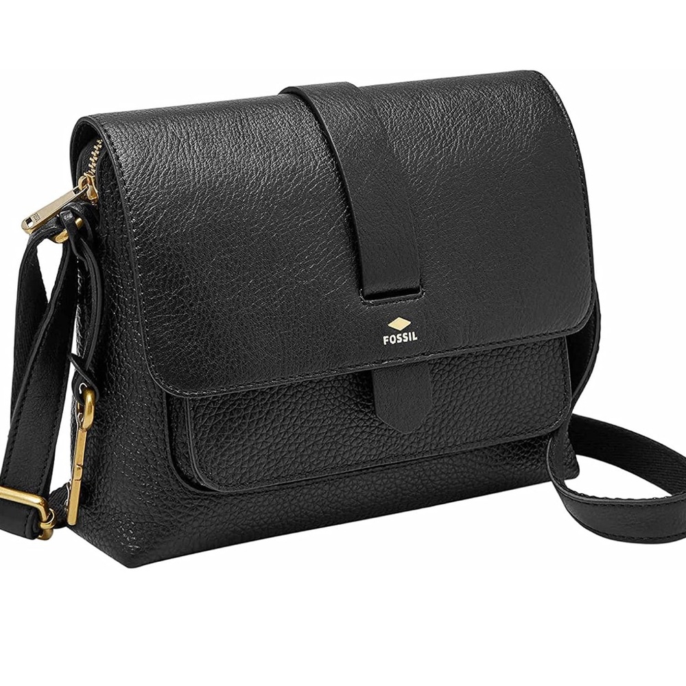 Fossil Black Leather Crossbody Bag